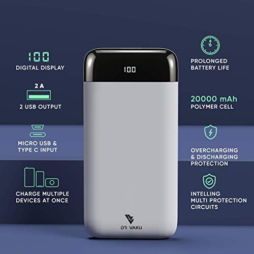 Batterie Externe 20000mAh,DAKEWEI Power Bank avec Câbles Intégrés Portable Chargeur